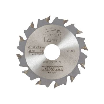 Dewalt DT1306-QZ Lamellenfreeszaagblad, 102mm x 3,9mm x 22mm x 12t, spaanbegrensd (t.b.v. DW682/DW685)
