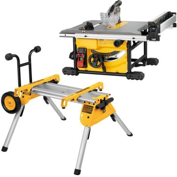Dewalt DWE7485RS-QS 1850W Compacte tafelzaag 210mm met DE7400-XJ rijdbaar onderstel