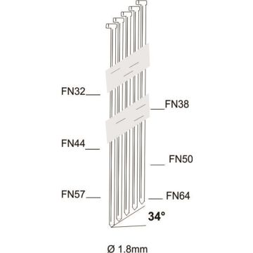 Kitpro brads 34° DA met een D-kop (FN64 INOX ) 15GA met een lengte van 64mm, in INOX (4000 stuks)