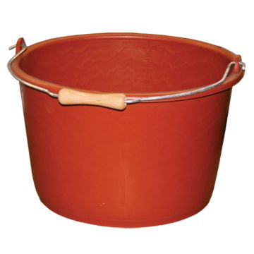 Mondelin Bouwemmer - Pe + Rubber, Rood En Houten Handgreep - 18l
