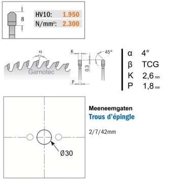 CMT Platenzaag HW 225X30X2.6 Z64 HPL. Kunststof 