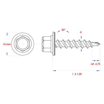 PGB Zelfborende schroef bp1 4,8x35 Zn R9010