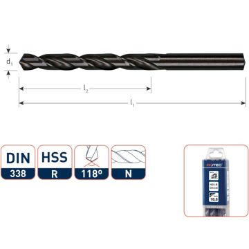 Rotec HSS-R spiraalboor, DIN 338, type N, ø3,0