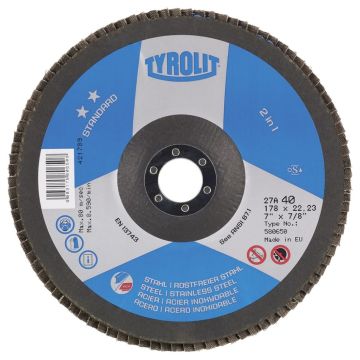 Tyrolit Lamellenschijf conisch 125x22,2 ZA60 Standard staal/inox