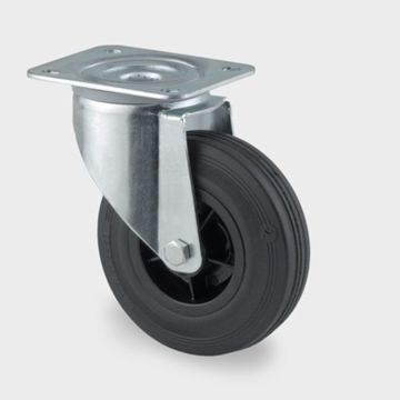Tente Zwenkwiel met plaat, rubber band 100mm