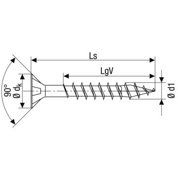 Spax Spaanplaatschroef PK PZ2 Voldraad Verzinkt 5x70mm (100 stuks)