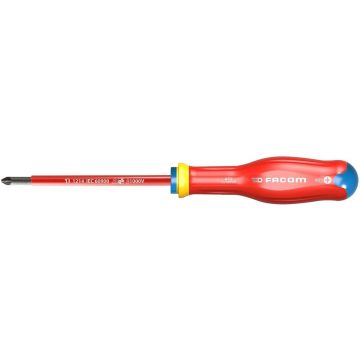 Facom Protwist® schroevendraaier, geïsoleerd, 1000 V, ronde bled voor Pozidriv® kruiskopschroeven 0x75mm