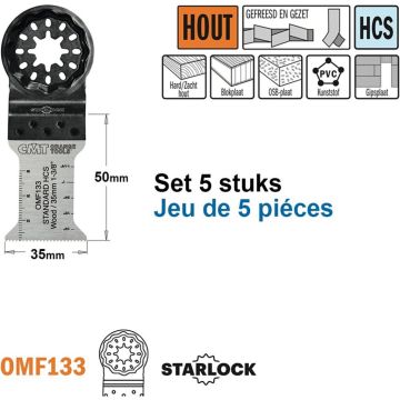 CMT OMF133-x5 Multitoolzaagblad voor hout 35mm (5 stuks)