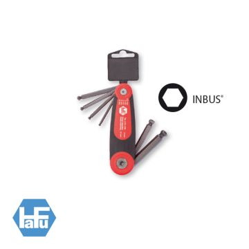 HAFU Stiftsleutelset met kogelkop “FOLDEX® DUO” 2K inklapbare houder - INBUS - 7 delig - 2,5>10