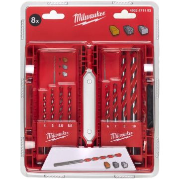 Milwaukee Steen en betonboor Bit - set 8-delig