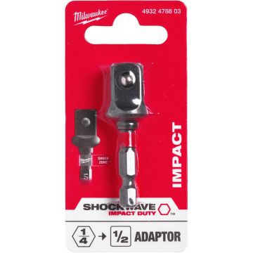 Milwaukee Dopadapter Shockwave 1/4 Hex - 1/2 Aandrijfvierkant