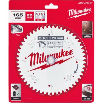 Milwaukee Cirkelzaagblad CSB P ALU 165 x 20 x 1,6 x 52 ATB