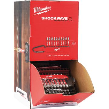 Milwaukee Schroefbit set SHOCKWAVE Karabijnhaak 4x PZ2, 4x PH2, TX20, TX25, in display