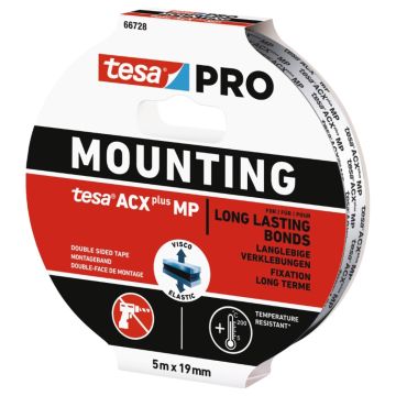 Tesa Mounting Acx-plus Mp zwart 19mm x 5m