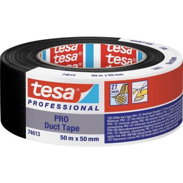 Tesa 74613 Duct Tape Pro-strong Zwart 50mm x 50m