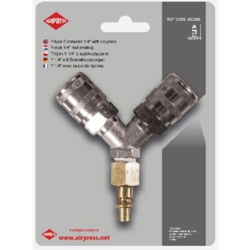 Airpress Y-stuk 1/4" + Orion koppeling (blister)