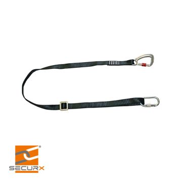 Securx Verstelbare veiligheidslijn PES 2 m + muskethaken 1xSH10 + 1xAH40