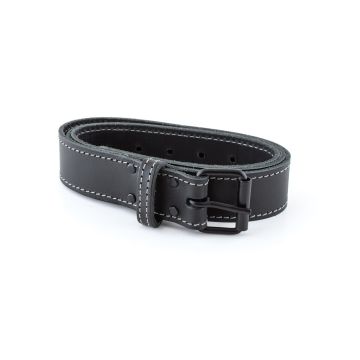 Solid Zwart lederen gordelriem met gesp - 130 cm x 40 mm - Leather