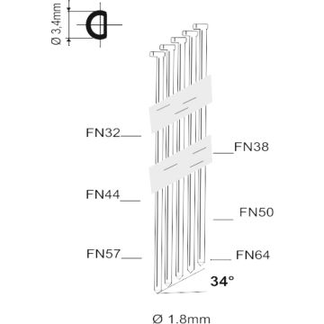 Kitpro brads 34° DA met een D-kop (FN32) 15GA met een lengte van 32mm, in gegalvaniseerd staal (2000 stuks)