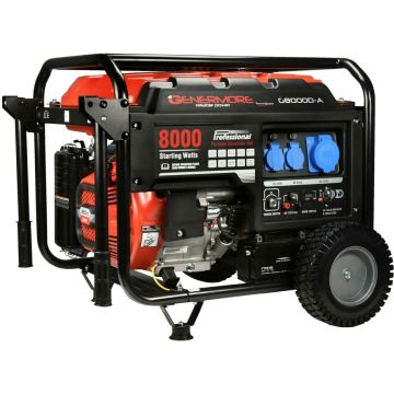 Genermore Stroomgroep Deluxe 8kVA (6500W) met AVR, oliebeveiliging, electr start+ wielenset en handv