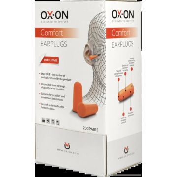 OX-ON Disposable Earplugs Comfort 306.95 (200 Prs)