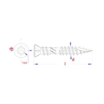 PGB PFS hardhoutschroef dubbele draad 5x60 A2-brons
