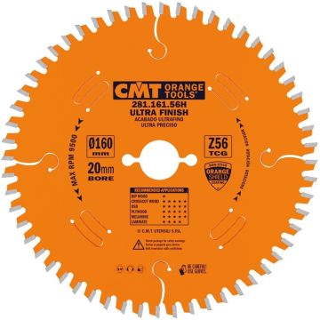 CMT Platenzaag HW 160x20x2.2 Z56 HPL. Kunststof 
