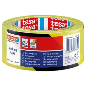 Tesa Markeringstape Geel Zwart 33mm x 50m