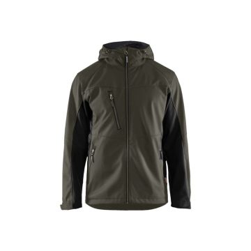 Blaklader Softshell jack met capuchon 4753 Groen/Zwart XL