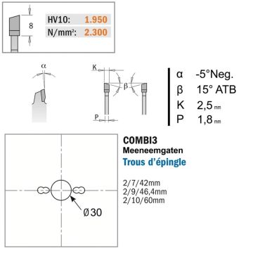CMT Afkortzaag HW 260x30x2.5 Z80 Massieve houtsoort