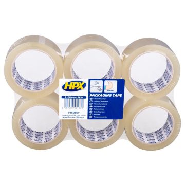 HPX Verpakkingstape flatpack 6 rollen - transparant 50mm x 66m
