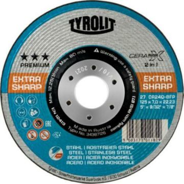 Tyrolit Cerabond-X Afbraamschijf voor haakse slijpers 27 125mm x 7mm x 22,23mm CA 24 Q- BFP