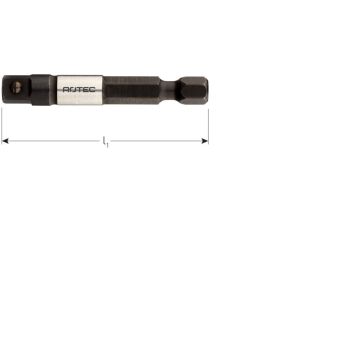 Rotec Adapter, E6.3 > 4-knt. 1/4", met kogel, L=50