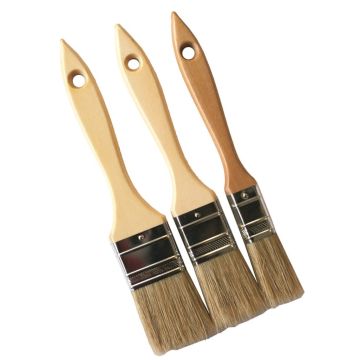 Color Line Lot Van 3 Platte Borstels Met Houten Handvat - (20 -30 - 40mm) - Allround