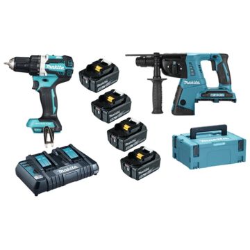 Makita - DLX2193PTJ - Combopack 18V: DDF484 + DHR264 2 X MAKPAC + 4 X 18V 5AH