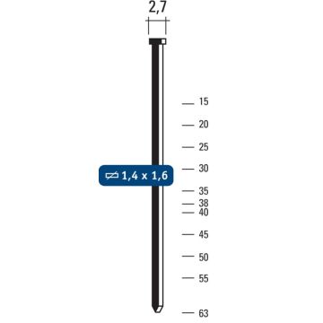Carat T16 Brads 64mm (2500 stuks)