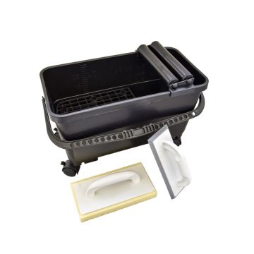 Solid Eco Tegel-was-set Met Kunststof Rooster En 4 Wielen (2 Met Blokkeersysteem) – 24l