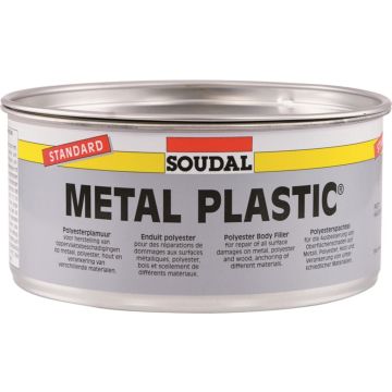 Soudal Metal Plastic Standard polyesterplamuur voor carrosserie grijs 2kg