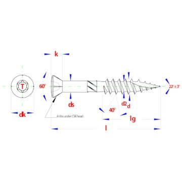 PGB Hardhoutschroef VZK-T25 Ø5,0x40 C2