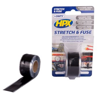 HPX Stretch & Fuse zelfvulkaniserende tape - zwart 25mm x 3m