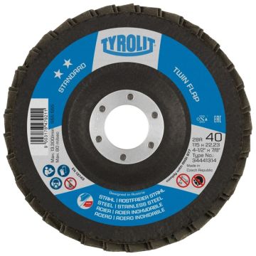 Tyrolit Standard lamellenschijf voor haakse slijpers 27A 115mm x 22,23mm ZAZA 40 Q- B Twin Flap