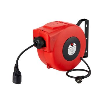 Kabelhaspel 20 m 3G 2,5 mm² 230V Polypropyleen met automatische en zwenkbare muurbeugel MW Tools