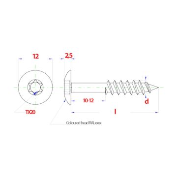 PGB HPL schroef Tx20 4,8x38 R7035 A4